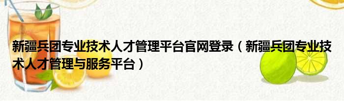 新疆兵团专业技术人才管理平台官网登录 新疆兵团专业技术人才管理与服务平台