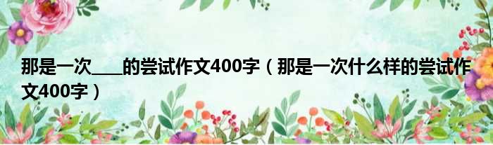 那是一次    的尝试作文400字 那是一次什么样的尝试作文400字