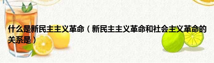 什么是新民主主义革命 新民主主义革命和社会主义革命的关系是