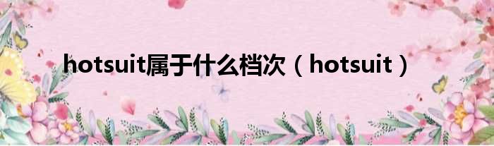 hotsuit属于什么档次 hotsuit