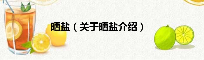晒盐 关于晒盐介绍