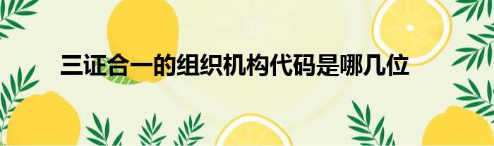 三证合一的组织机构代码是哪几位