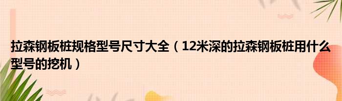 拉森钢板桩规格型号尺寸大全 12米深的拉森钢板桩用什么型号的挖机