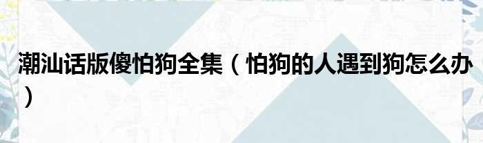 潮汕话版傻怕狗全集 怕狗的人遇到狗怎么办