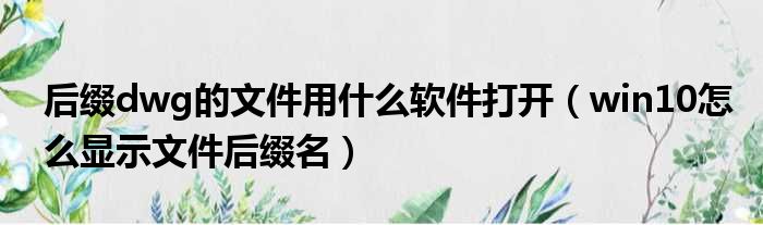 后缀dwg的文件用什么软件打开 win10怎么显示文件后缀名