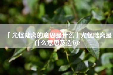  光怪陆离的意思是什么光怪陆离是什么意思及造句