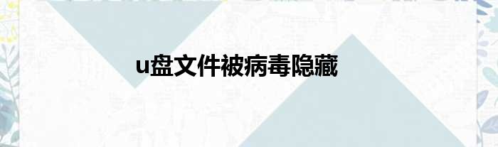 u盘文件被病毒隐藏