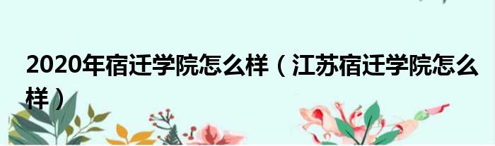 2020年宿迁学院怎么样 江苏宿迁学院怎么样