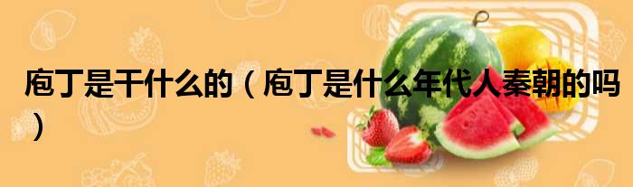 庖丁是干什么的 庖丁是什么年代人秦朝的吗