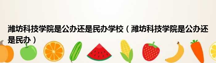 潍坊科技学院是公办还是民办学校 潍坊科技学院是公办还是民办