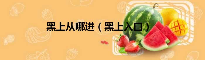 黑上从哪进 黑上入口