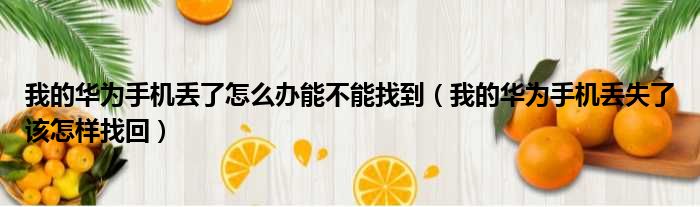我的华为手机丢了怎么办能不能找到 我的华为手机丢失了该怎样找回