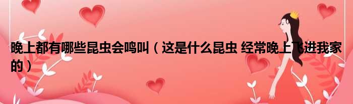 晚上都有哪些昆虫会鸣叫 这是什么昆虫 经常晚上飞进我家的