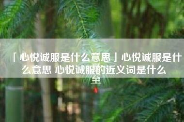  心悦诚服是什么意思心悦诚服是什么意思 心悦诚服的近义词是什么