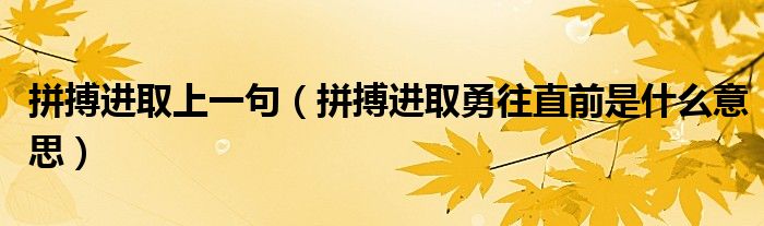拼搏进取上一句 拼搏进取勇往直前是什么意思