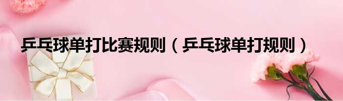 乒乓球单打比赛规则 乒乓球单打规则