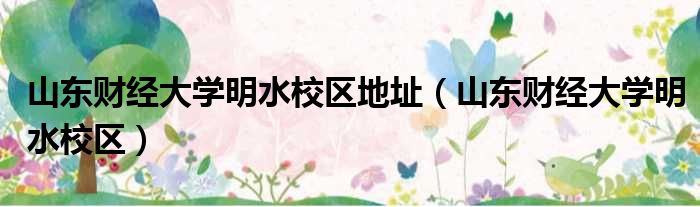山东财经大学明水校区地址 山东财经大学明水校区
