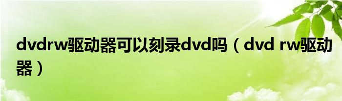 dvdrw驱动器可以刻录dvd吗 dvd rw驱动器
