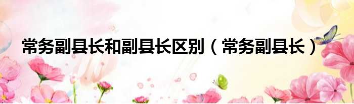 常务副县长和副县长区别 常务副县长
