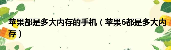 苹果都是多大内存的手机 苹果6都是多大内存