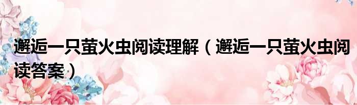 邂逅一只萤火虫阅读理解 邂逅一只萤火虫阅读答案