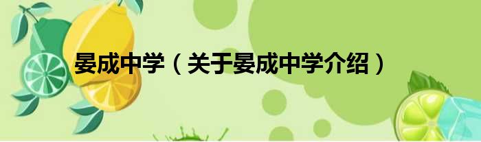 晏成中学 关于晏成中学介绍