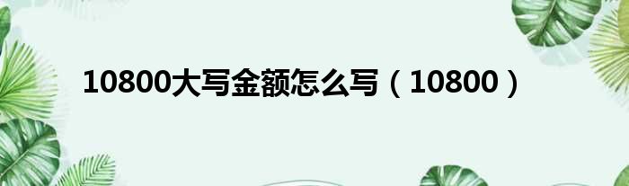 10800大写金额怎么写 10800