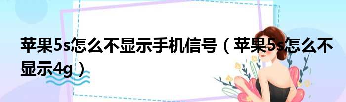 苹果5s怎么不显示手机信号 苹果5s怎么不显示4g
