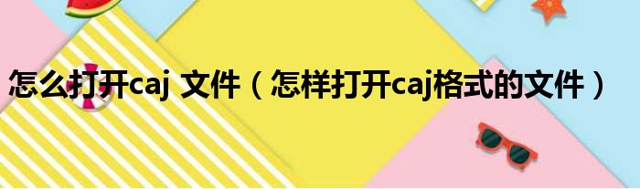 怎么打开caj 文件 怎样打开caj格式的文件