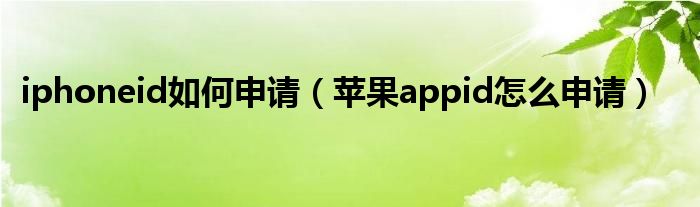 iphoneid如何申请 苹果appid怎么申请