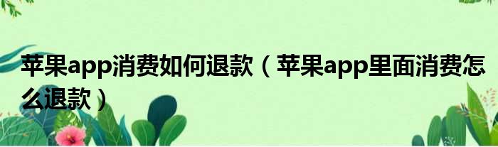 苹果app消费如何退款 苹果app里面消费怎么退款