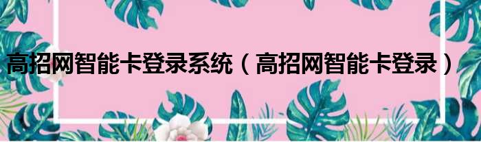 高招网智能卡登录系统 高招网智能卡登录