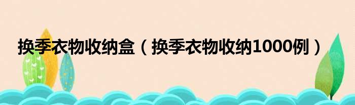 换季衣物收纳盒 换季衣物收纳1000例