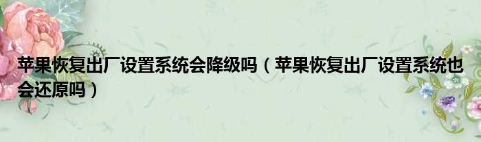 苹果恢复出厂设置系统会降级吗 苹果恢复出厂设置系统也会还原吗