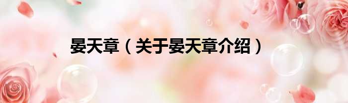 晏天章 关于晏天章介绍