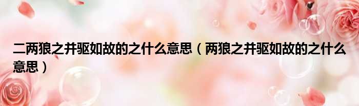 二两狼之并驱如故的之什么意思 两狼之并驱如故的之什么意思