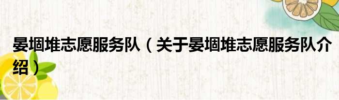 晏堌堆志愿服务队 关于晏堌堆志愿服务队介绍
