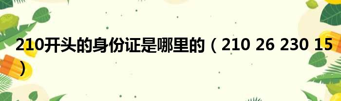 210开头的身份证是哪里的 210 26 230 15