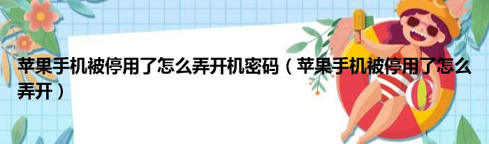 苹果手机被停用了怎么弄开机密码 苹果手机被停用了怎么弄开