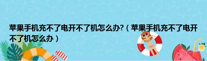 苹果手机充不了电开不了机怎么办  苹果手机充不了电开不了机怎么办