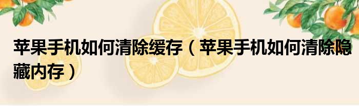 苹果手机如何清除缓存 苹果手机如何清除隐藏内存