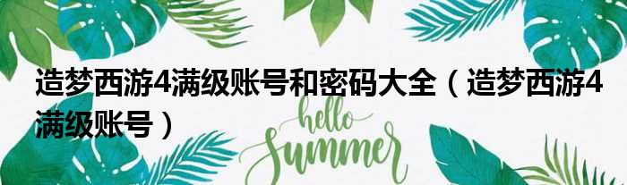 造梦西游4满级账号和密码大全 造梦西游4满级账号