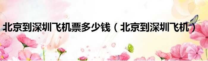 北京到深圳飞机票多少钱 北京到深圳飞机