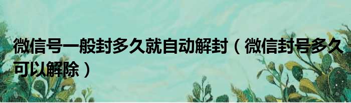 微信号一般封多久就自动解封 微信封号多久可以解除