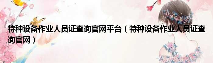 特种设备作业人员证查询官网平台 特种设备作业人员证查询官网