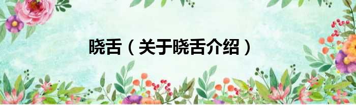 晓舌 关于晓舌介绍