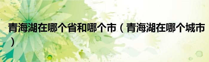 青海湖在哪个省和哪个市 青海湖在哪个城市