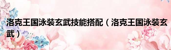洛克王国泳装玄武技能搭配 洛克王国泳装玄武