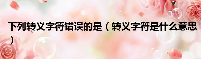 下列转义字符错误的是 转义字符是什么意思