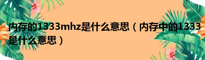 内存的1333mhz是什么意思 内存中的1333是什么意思